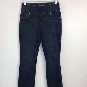 Lee Sculpting Mid Rise Dark Wash Slim Straight Leg Jeggings Size 24 EXCELLENT